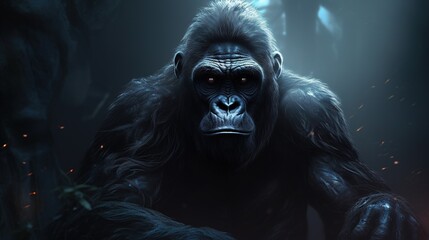 gorilla, digital art illustration, Generative AI