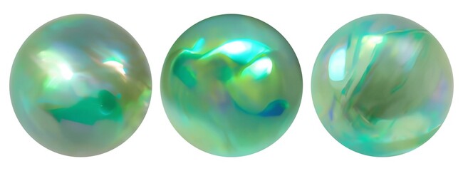 Green pearl set. White background isolated.