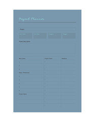 Project Planner. Minimalist planner template set. Vector illustration.	 