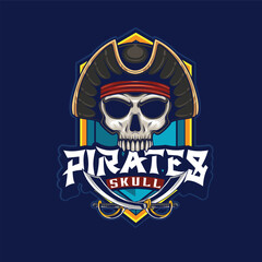Vector illustration of pirate skull mascot logo 