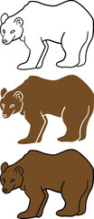 Rough bear sketch vector illustration. Outline solid bear drawing.