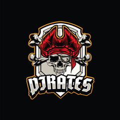 Vector illustration of pirate skull mascot logo 