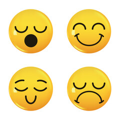 Set of 3d icon yellow color smile emoji. Vector