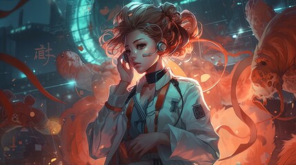 Fototapeta premium doctor use mythical creatures, digital art illustration, Generative AI