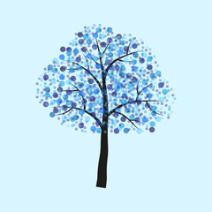 Tree blue spots paint. Design icon. Vector illustration. 