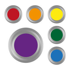 color buttons. Button pin badge. Emergency symbol. Vector illustration. 