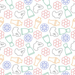 Happy Africa Day Seamless Pattern Design with Culture African Tribal Figures Decoration in Template Hand Drawn Cartoon Flat Landing Page Illustration