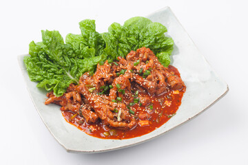 Chicken feet seasoned with vegetables.