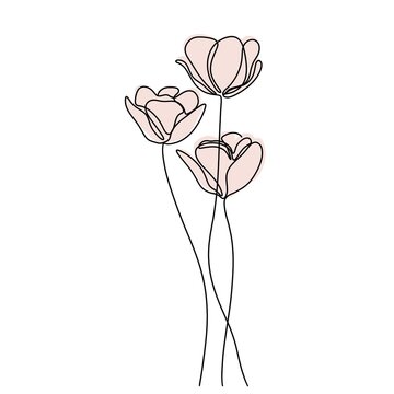 recommend clip art: Flower and plant continuous single line art drawing. Tulip flower minimal art style. Tulip flower continuous line art illustration.
