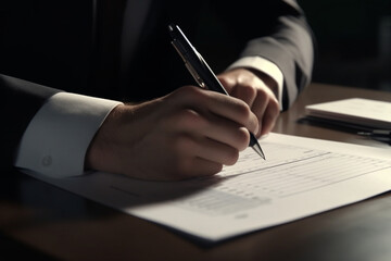 Businessman filling out digital form for performance analysis