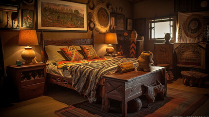 African bedroom. Genereative AI