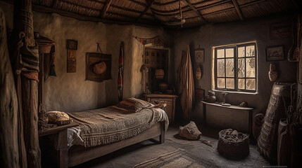 African bedroom. Genereative AI