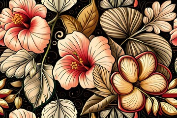 hibiscus seamless floral pattern generative ai