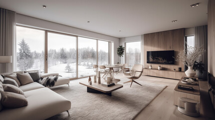 Living room nordic style. Generative AI