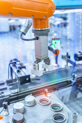 automatic gripping and smart robot working on smart factory,industry 4.0 and technology.