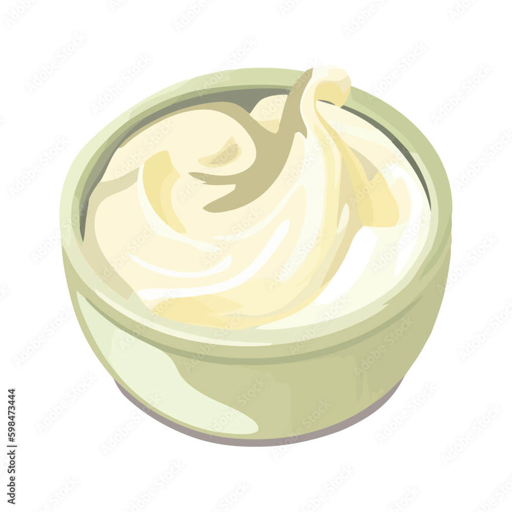 Sticker Gourmet desserts in bowl fresh, cream Isolated Generative AI