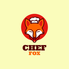 Vector Logo Illustration Chef Fox Mascot Cartoon Style.