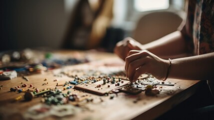 person doing a DIY project or crafting activity at home, generative ai