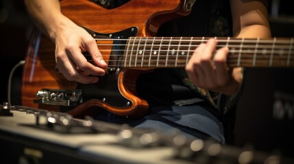 Obraz premium person playing a musical instrument in a practice or performance setting, generative ai