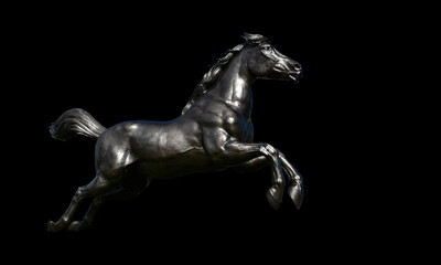 he horse statue is a leap To reach the finish line or victory.