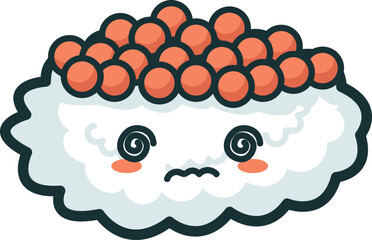 Cute Sushi illustration, vector, character, tuna, seafood, sashimi, kawaii