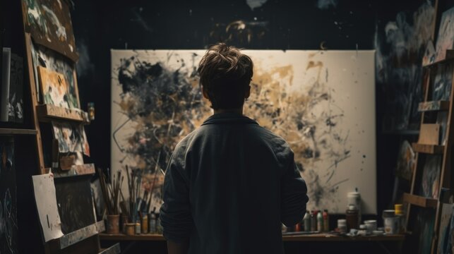 person working on a creative project at an art studio, generative ai