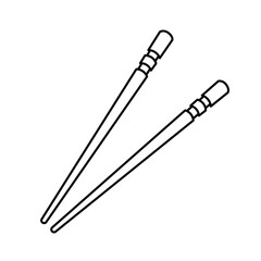 Chopsticks doodle line drawing black and white vector illustration