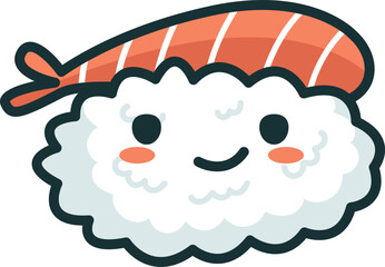 Cute Sushi illustration, vector, character, tuna, seafood, sashimi, kawaii