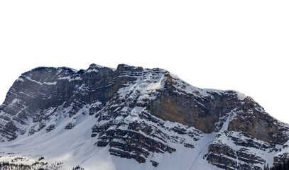 Snow covered mountains in Alberta, Canada. The Rocky mountains winter landscape. PNG transparent image.
