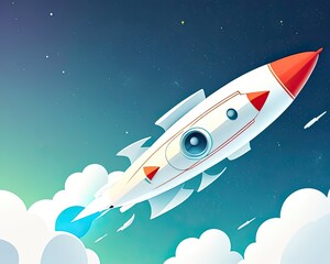 Fototapeta na wymiar Exploring the Sky: Rocket Launch of a Spacecraft. Generative Ai