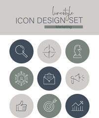 Linestyle Icon Design Set Marketing