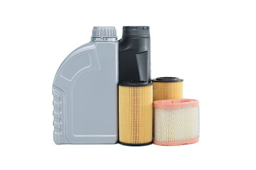 Vehicle engine oil filters and motor oil cans
