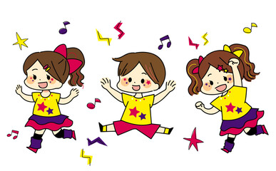 ダンスを踊る子供たちのイラスト