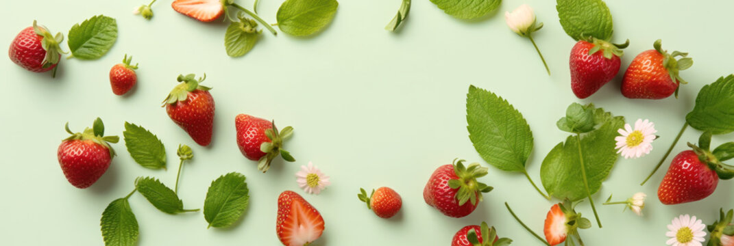 Strawberries header banner , Generative ai