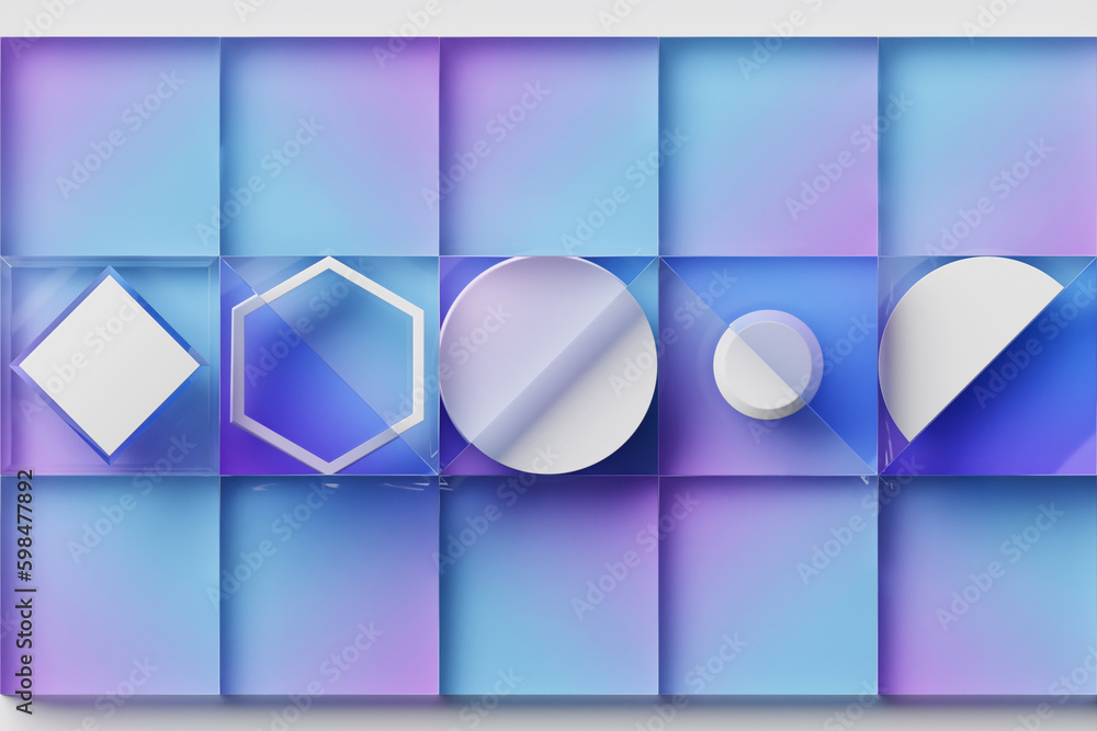 Aufkleber modern minimalist design with realistic 3d rendering objects. abstract background. poster in art tre