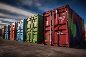 industrial container cargo - obrazy, fototapety, plakaty