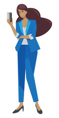 Businesswoman doing different actions, Businesswoman in blue uniform