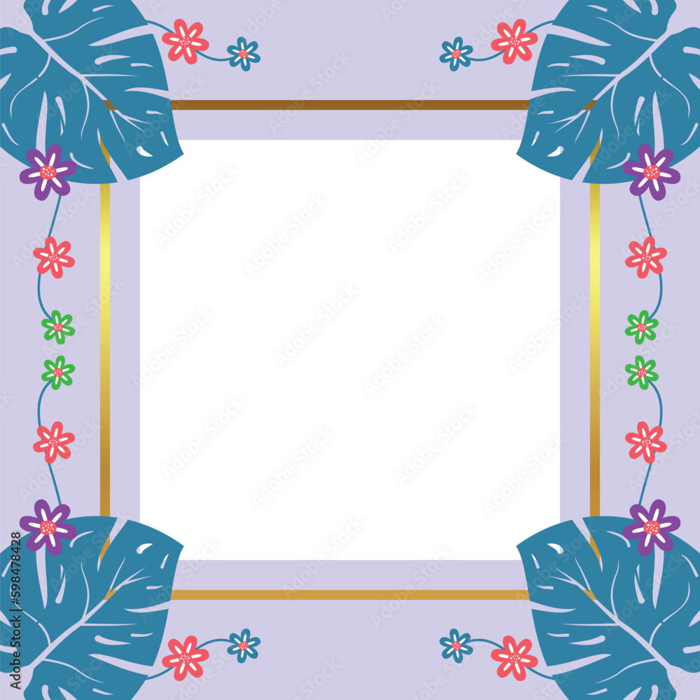 Poster summer background of abstract shapes, floral and leaf patterns with free space for text. template fo