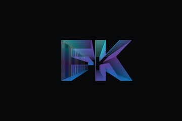 3D letter Fk design dark background, Fk spiral design, 3D spiral illusion design, fk 3d typo