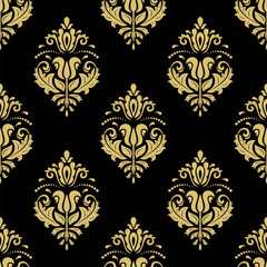 Orient vector classic pattern. Seamless abstract background with vintage elements. Orient black and golden pattern. Ornament for wallpapers and packaging