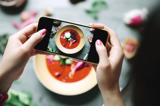 Take food photo by smartphone , Generative ai