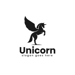 Vector Logo Illustration Unicorn Silhouette Style
