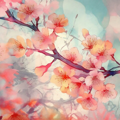 Fototapeta na wymiar water color style's cherry blossom patterns