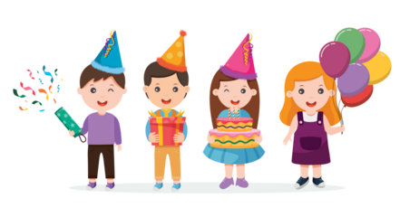 group of children celebrating a birthday party	

