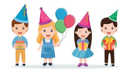 group of children celebrating a birthday party	
