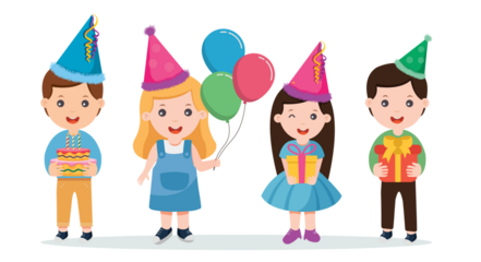 group of children celebrating a birthday party	
