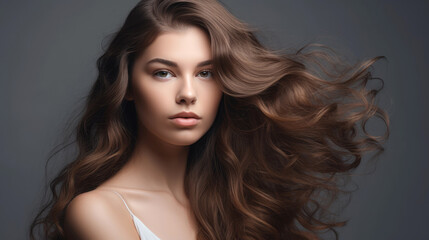 Naklejka premium Studio shot of a super attractive young woman posing against a studio background. Generative AI