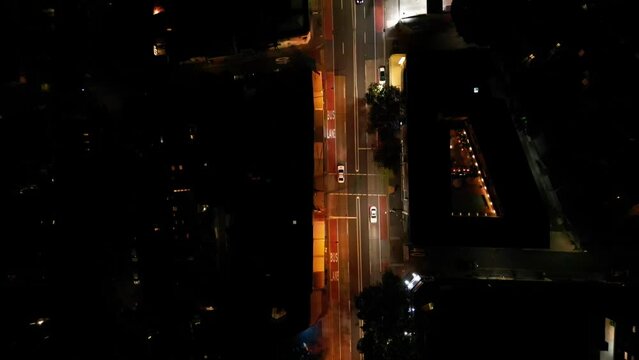 Drone Footage over traffic in Sydney at night, Sydney, New South Wales, Australia