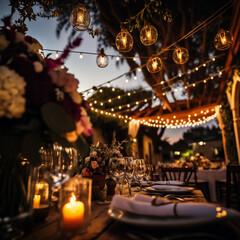 Fototapeta na wymiar Wedding Venue Elegant Decoration Romantic scenery Generative AI