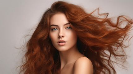 Fototapeta premium Studio shot of a super attractive young woman posing against a studio background. Generative AI